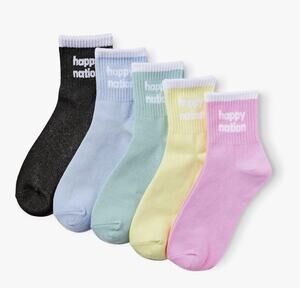 Happy Nation Girls Quarter Socks Multicolor Size Medium 5 Pack